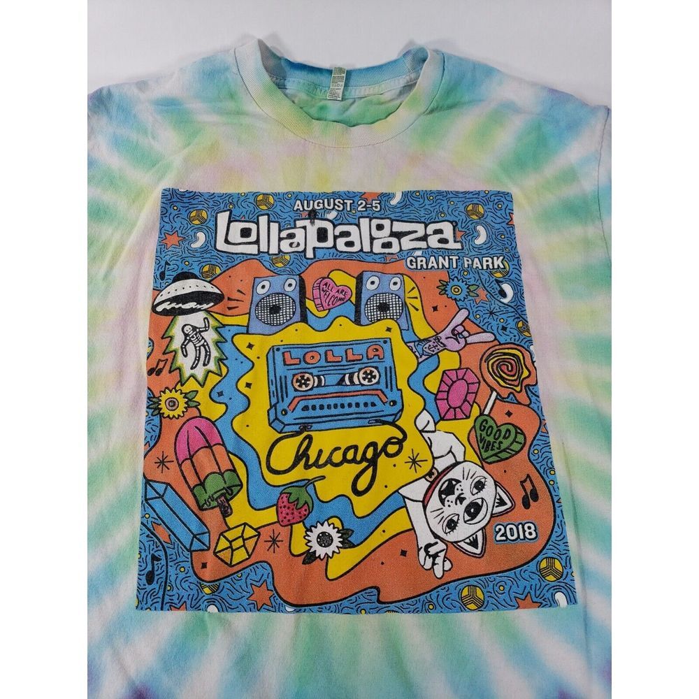 Lollapalooza 2018 T Shirt Men's Sz Med Tye Dye Music Festival Chicago *Read Des - Picture 2 of 16